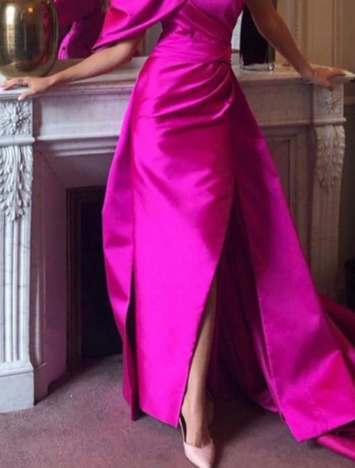 Mermaid Evening Gown Sexy Dress Summer Court Train Sleeveless One Shoulder Fall Wedding Reception Satin